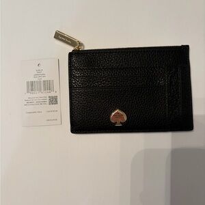 kate spade Black Pebbled Leather Kayla Large Slim Card Holder